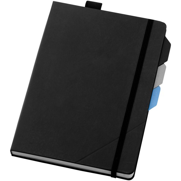 Alpha notebook with page dividers, solid black